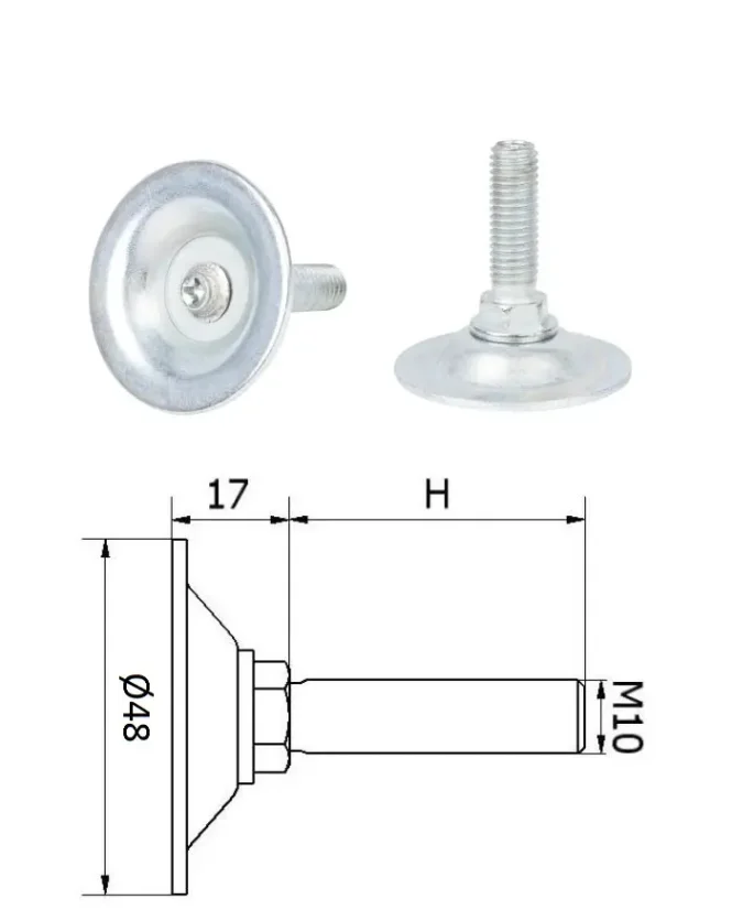 Nastaviteľná nožička M10 so závrtnou maticou do dreva