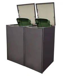 Kovový kryt na smetný koš RAL7016 dvojset plný