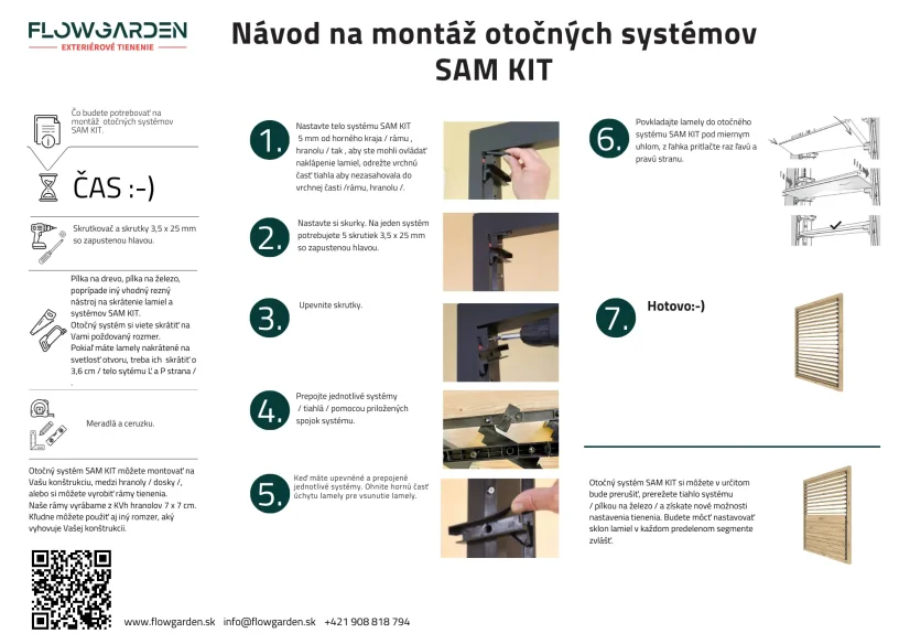 Sada M+: Výhodný set pre pohyblivý slnolam – 2x otočný systém SAM KIT a 10 ks lamiel KLASIK (1,5 m) - Farebné prevedenie SAM KIT: Čierny